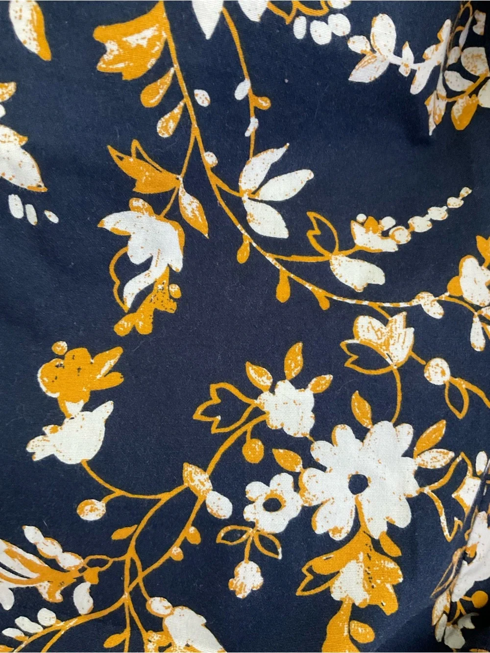 J. Crew, Navy Blue & Gold, Floral, Blouse